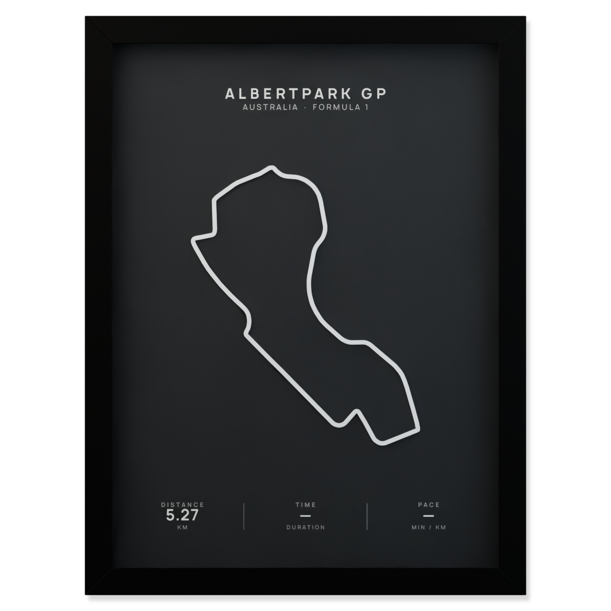 Albertpark GP Formula 1 circuit route poster in a black frame
