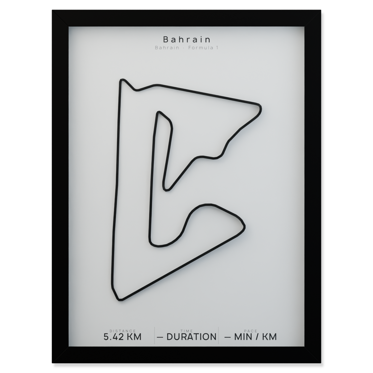 Bahrain framed route poster product cutout in Polar Linen
