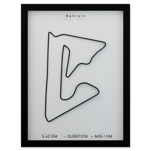 Bahrain framed route poster product cutout in Polar Linen