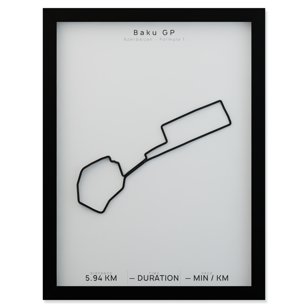 Baku GP framed route poster product cutout in Polar Linen