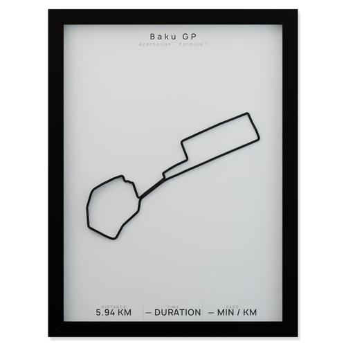 Baku GP framed route poster product cutout in Polar Linen
