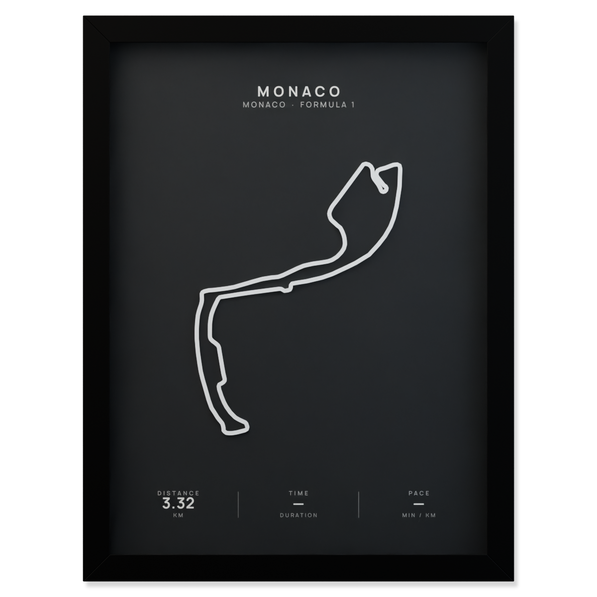 Monaco Formula 1 circuit route poster in a black frame
