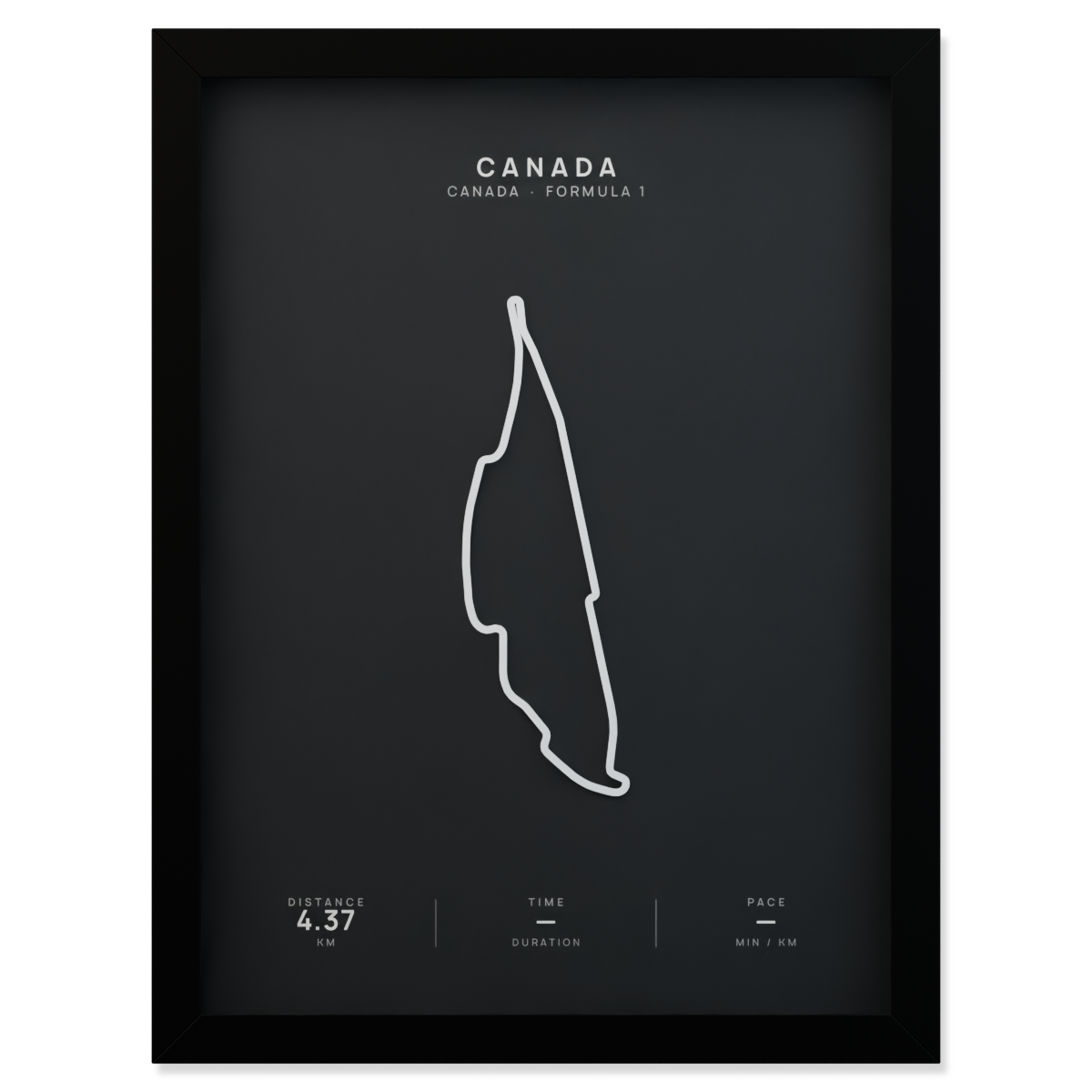 Canada Formula 1 circuit route poster in a black frame
