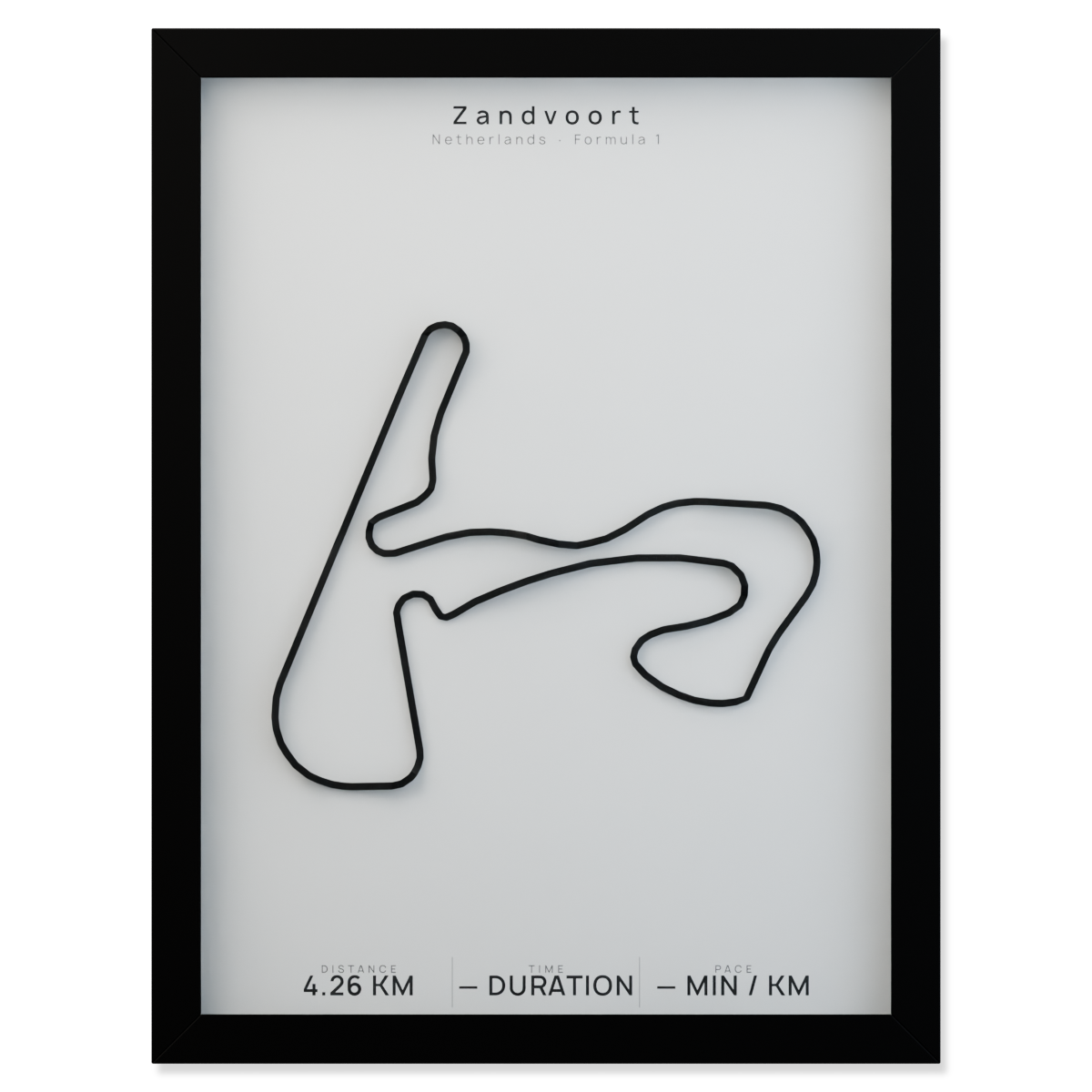 Zandvoort framed route poster product cutout in Polar Linen