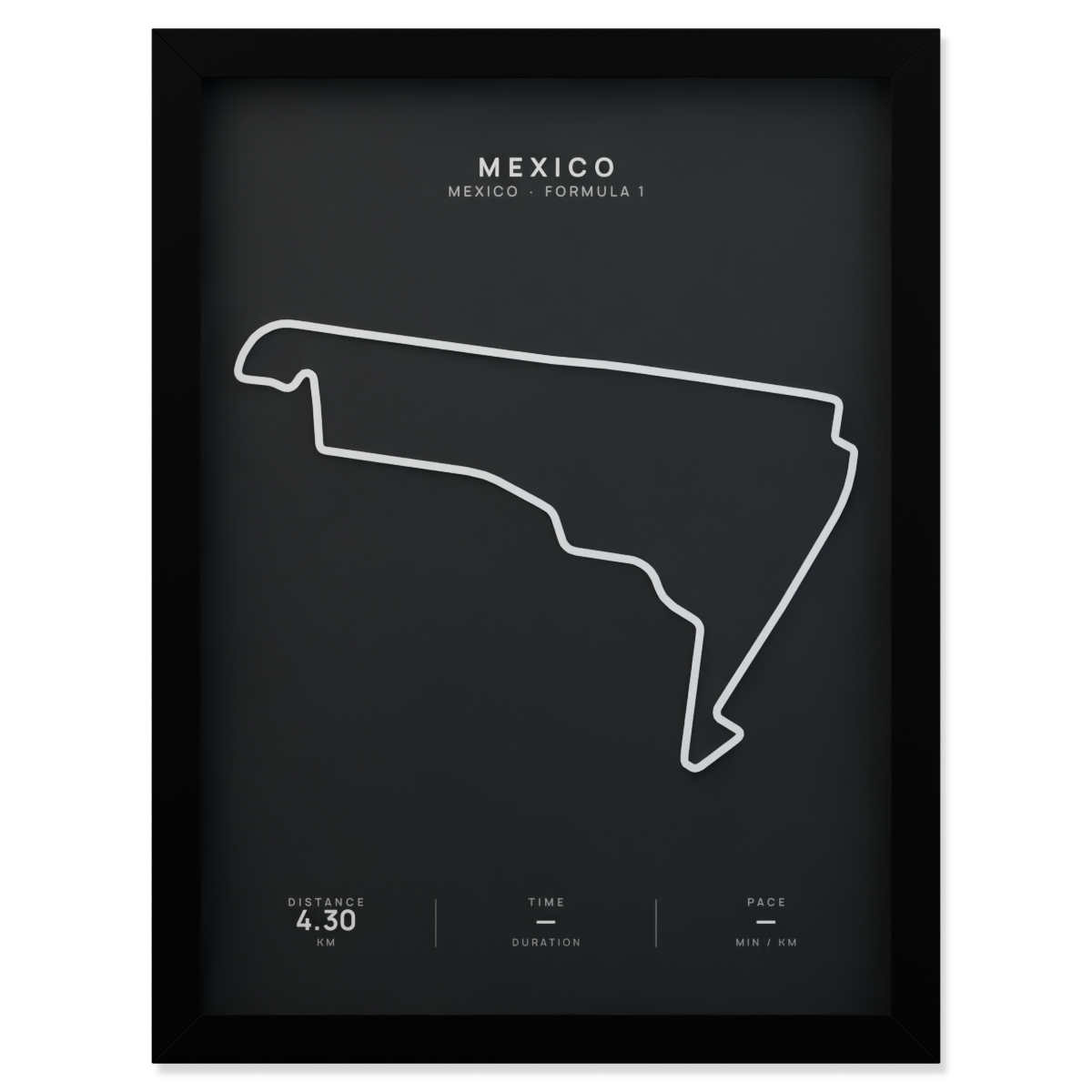 Mexico Formula 1 circuit route poster in a black frame
