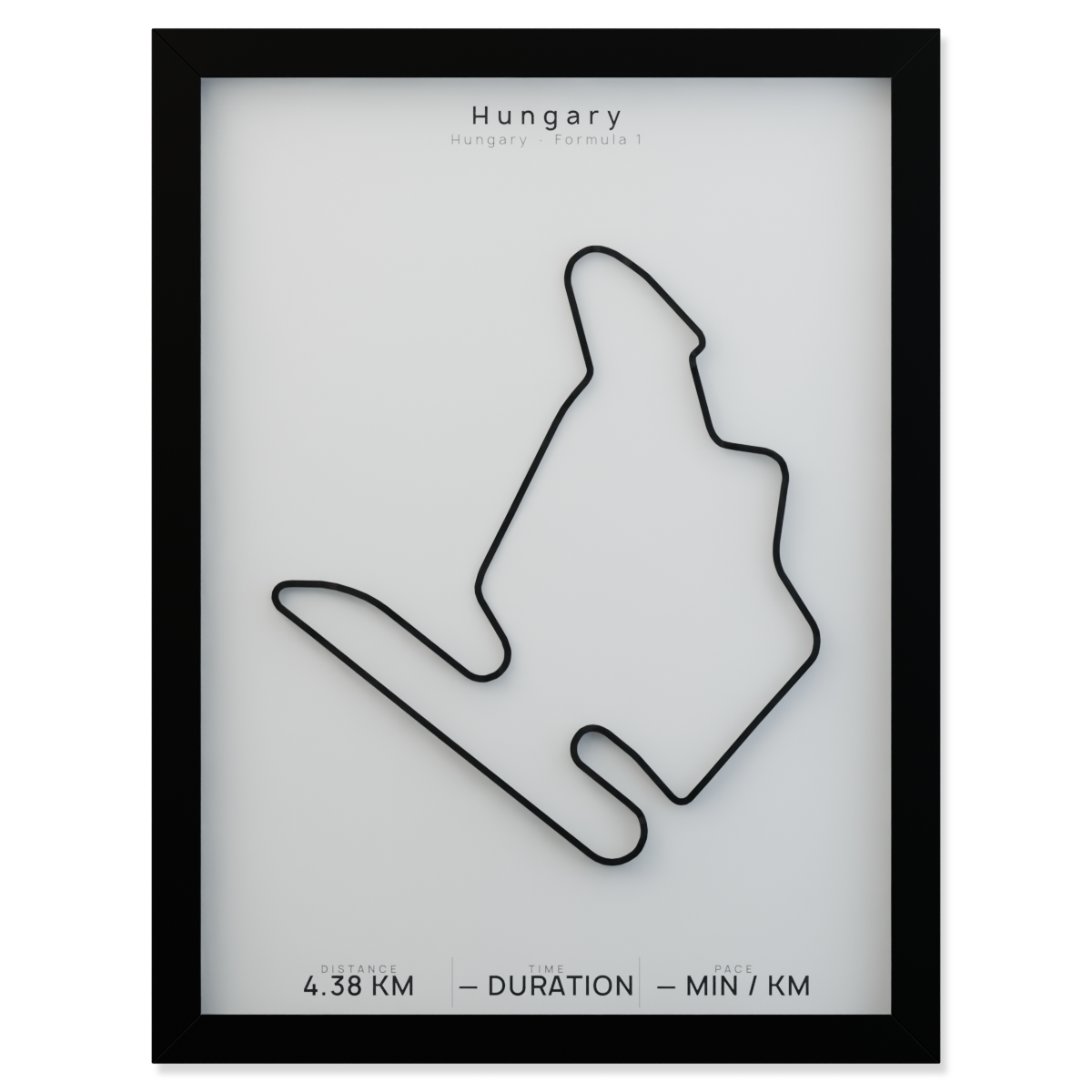 Hungary framed route poster product cutout in Polar Linen