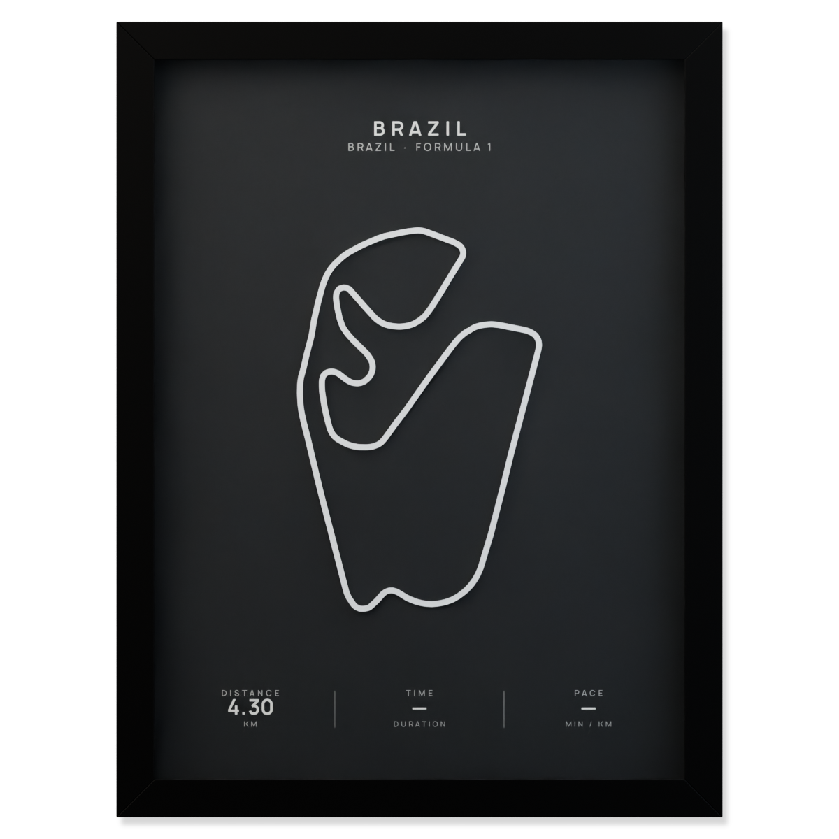 Brazil Formula 1 circuit route poster in a black frame