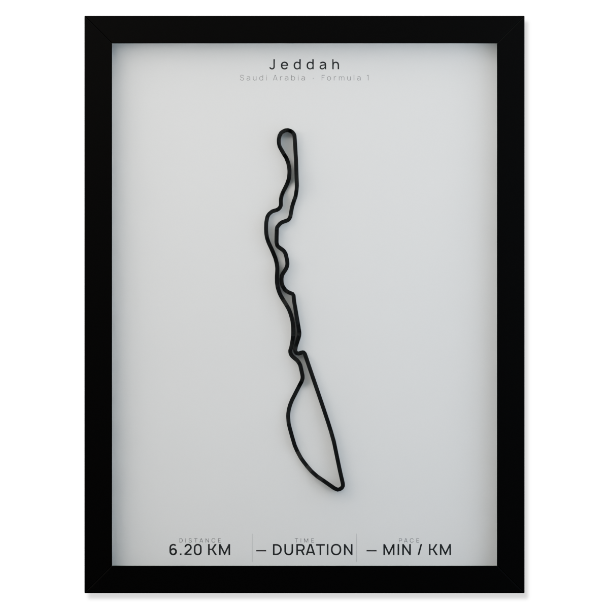 Jeddah framed route poster product cutout in Polar Linen