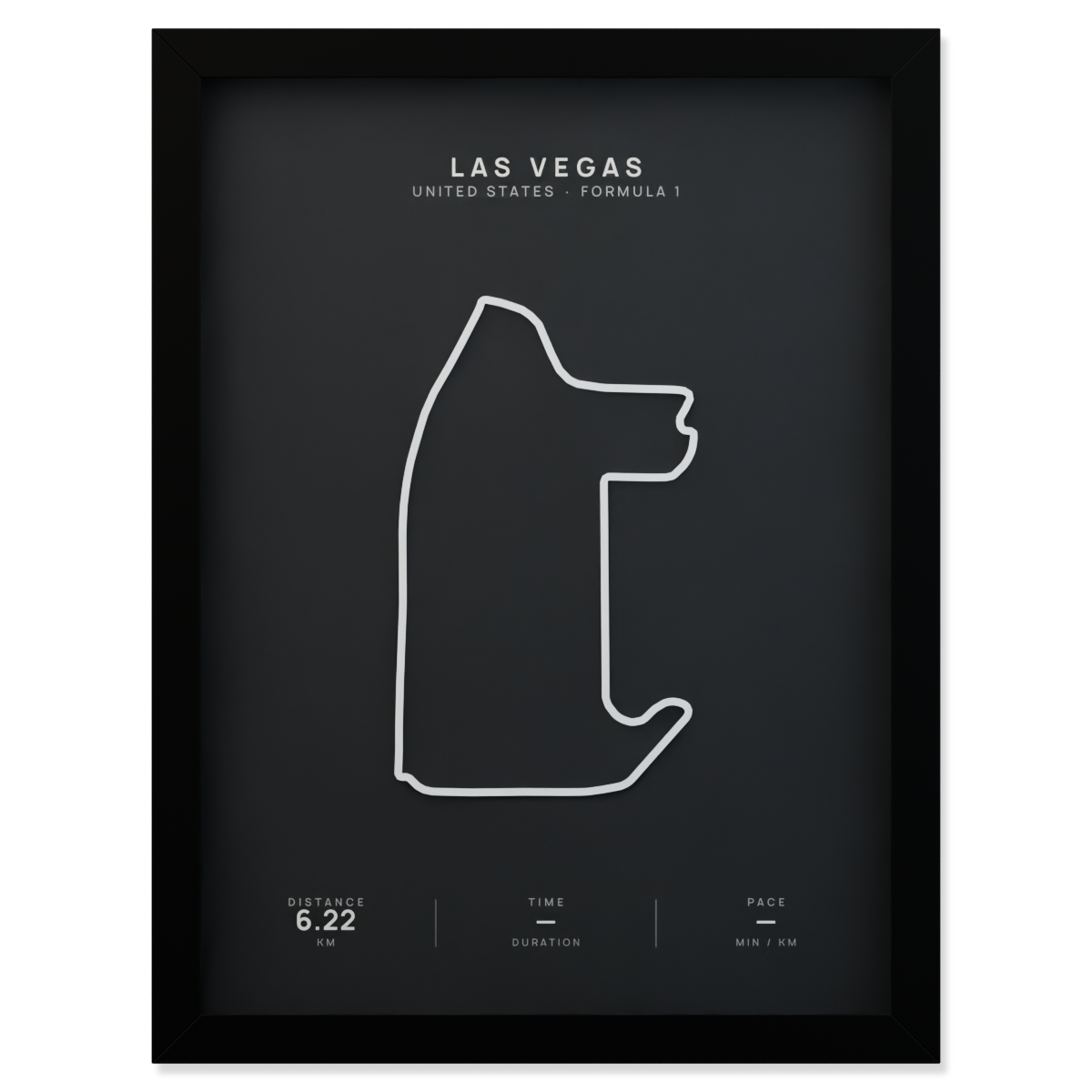 Las Vegas Formula 1 circuit route poster in a black frame