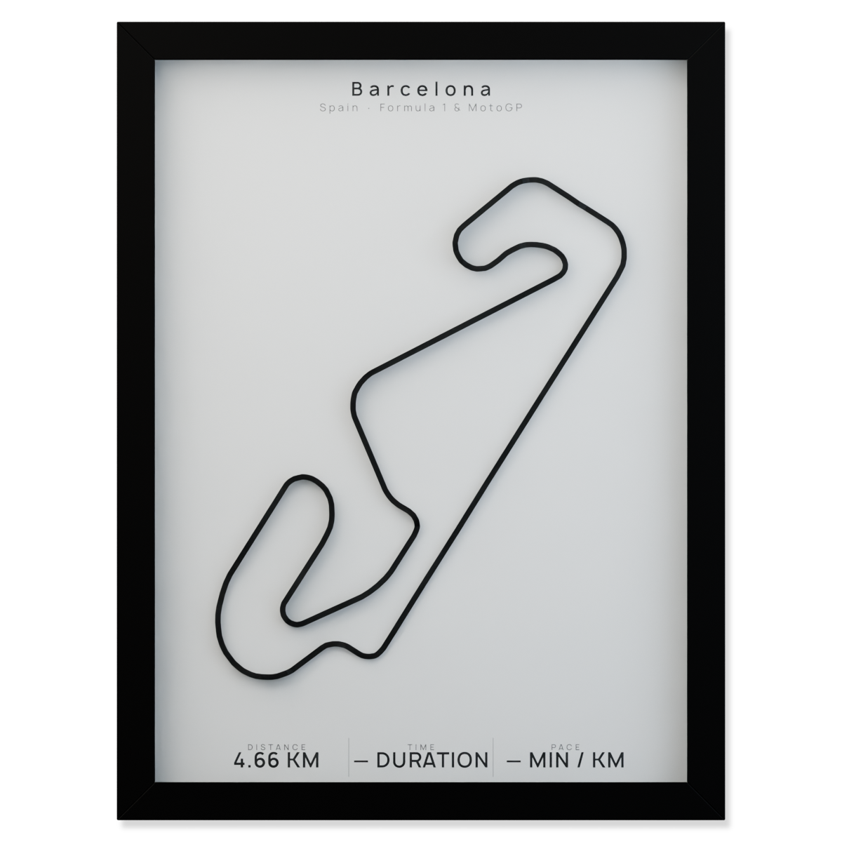 Barcelona framed route poster product cutout in Polar Linen