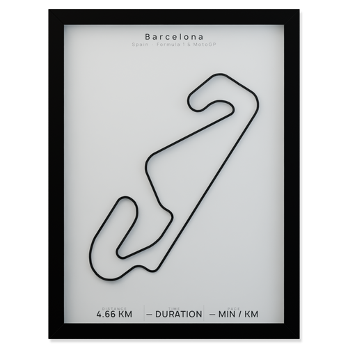 Barcelona framed route poster product cutout in Polar Linen