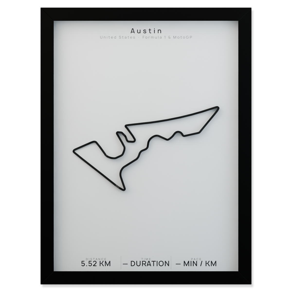 Austin framed route poster product cutout in Polar Linen