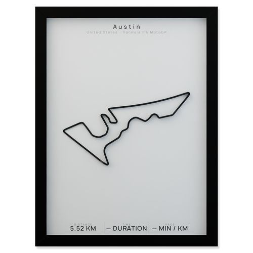 Austin framed route poster product cutout in Polar Linen