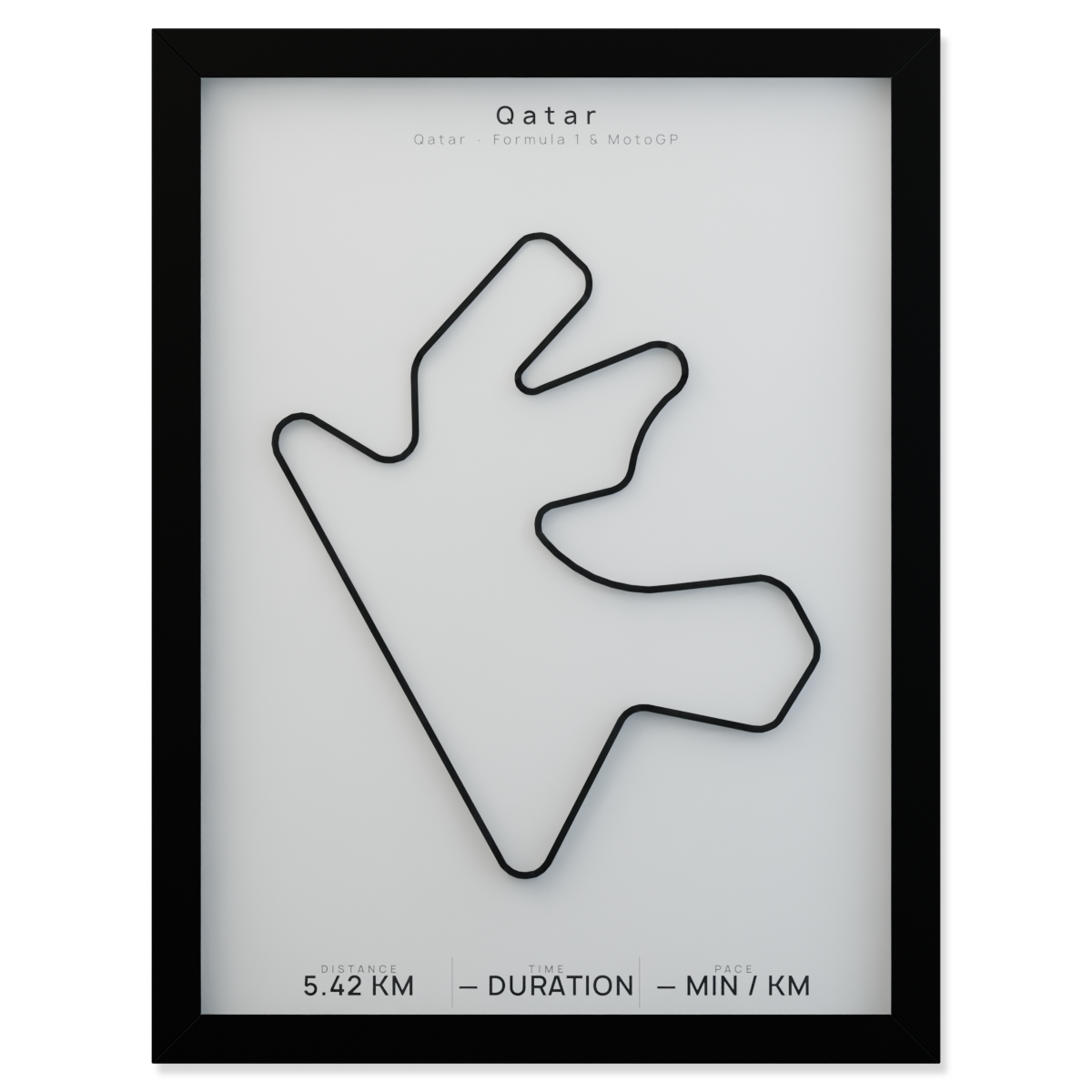 Qatar framed route poster product cutout in Polar Linen