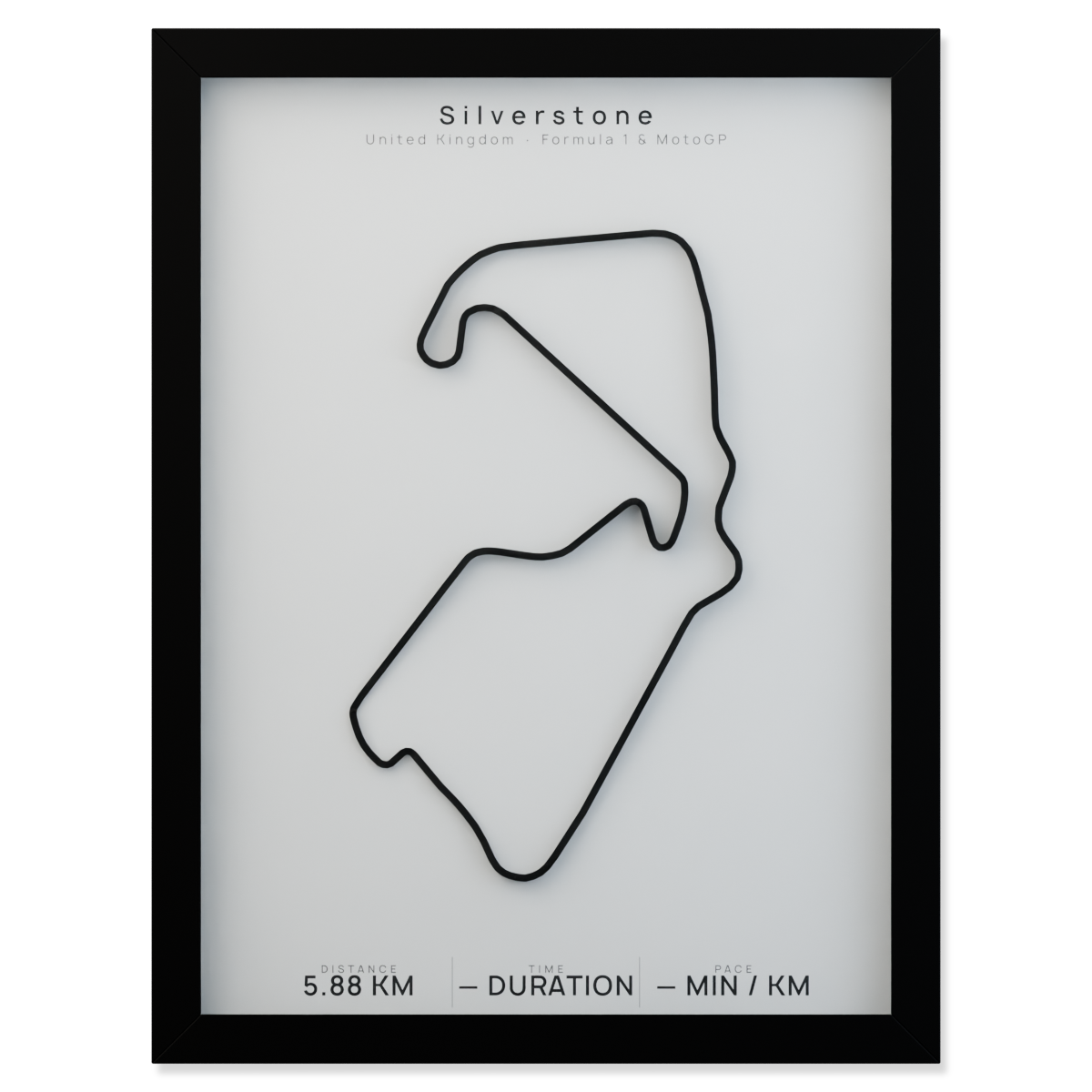 Silverstone framed route poster product cutout in Polar Linen