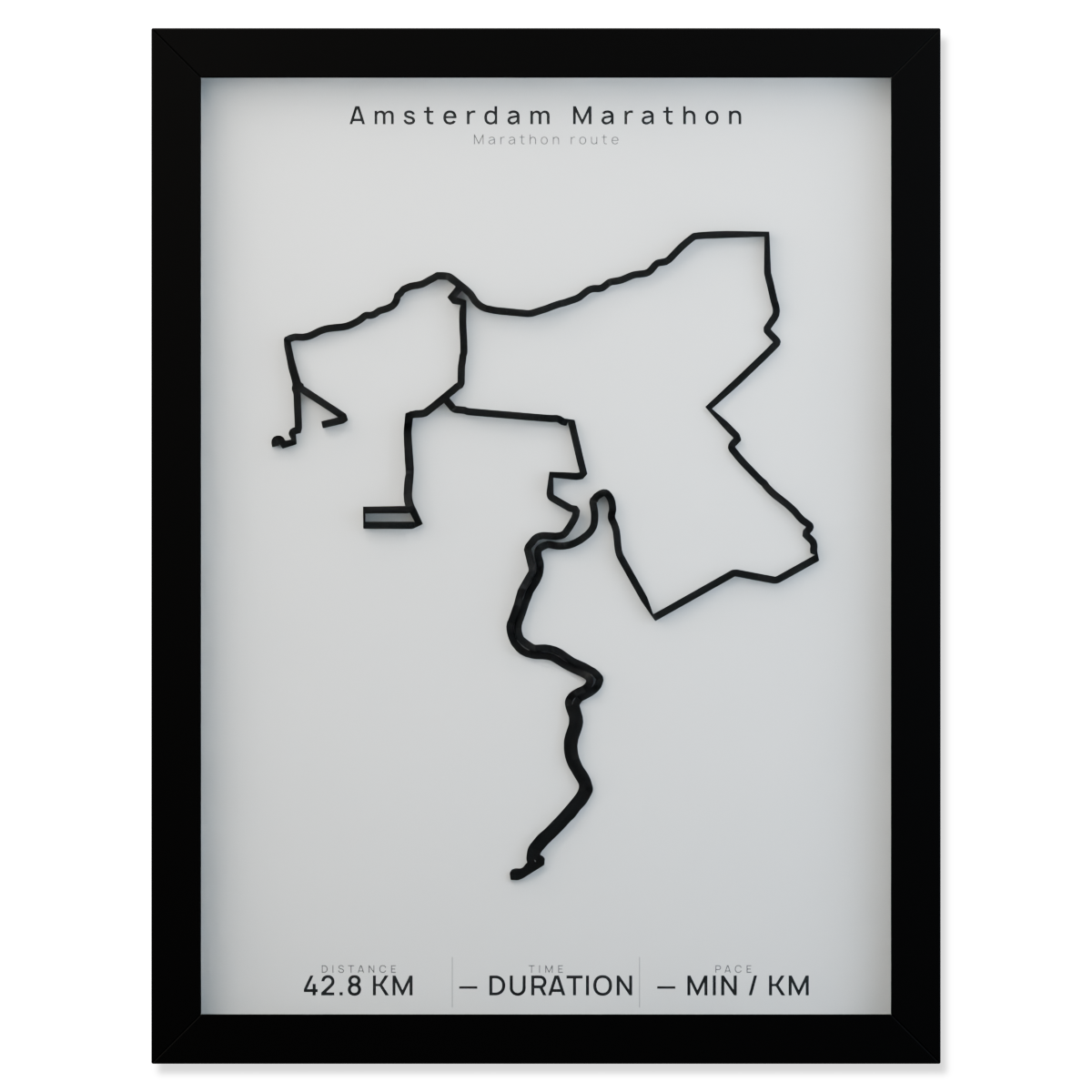 Amsterdam Marathon framed route poster product cutout in Polar Linen