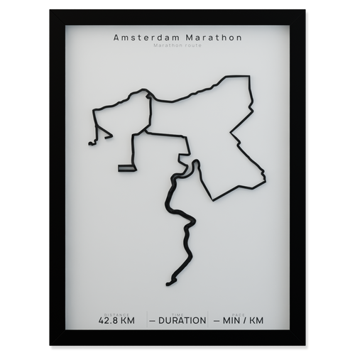 Amsterdam Marathon framed route poster product cutout in Polar Linen