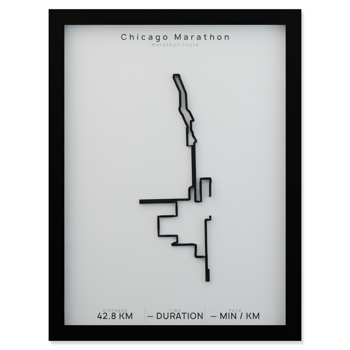 Chicago Marathon framed route poster product cutout in Polar Linen