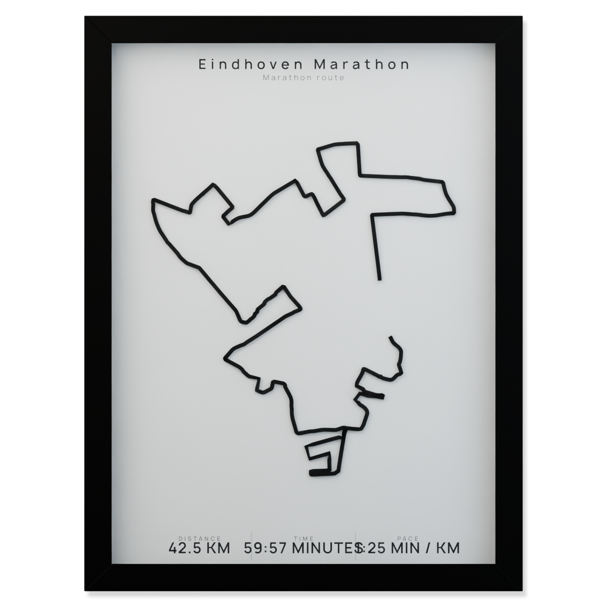 Eindhoven Marathon framed route poster product cutout in Polar Linen