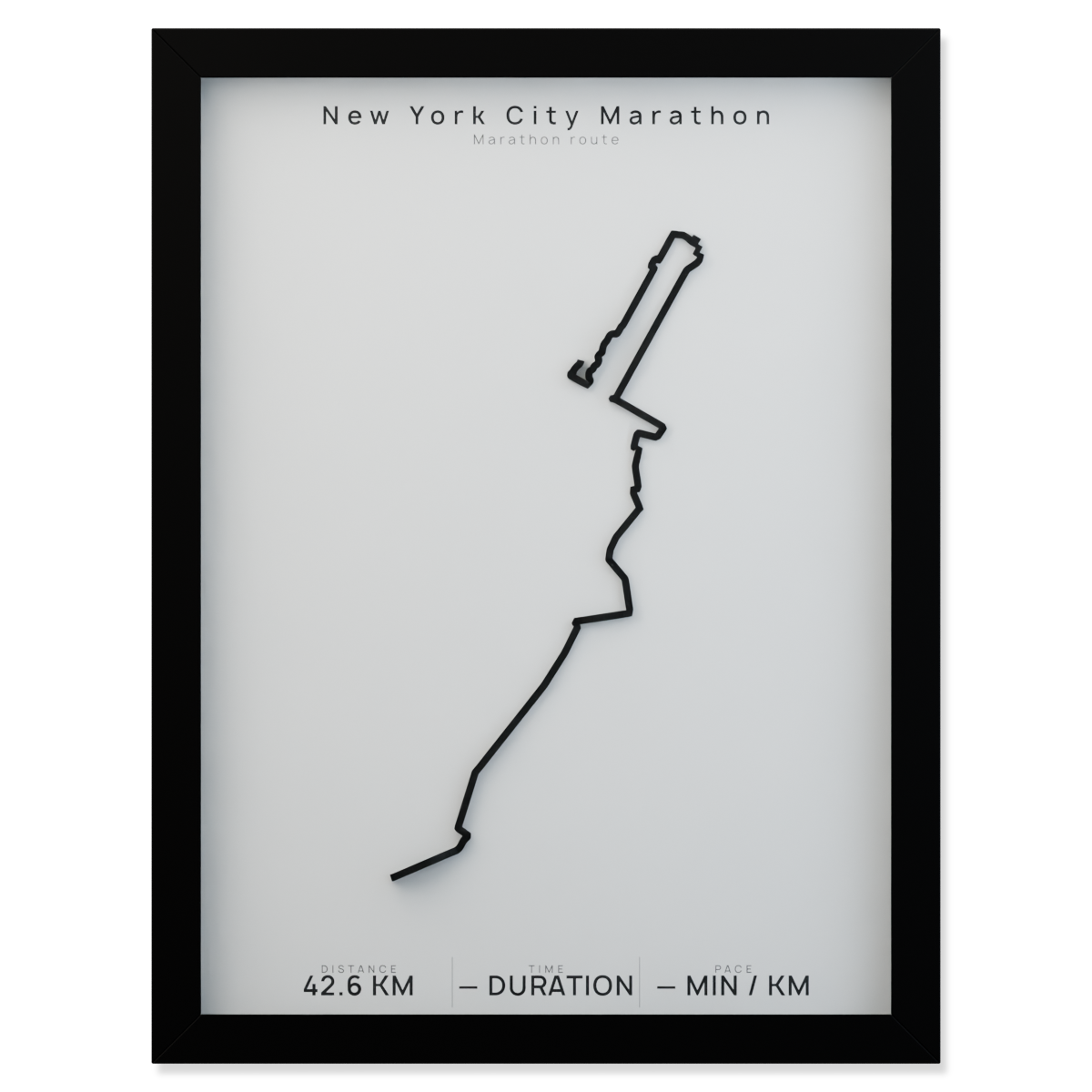 New York City Marathon framed route poster product cutout in Polar Linen