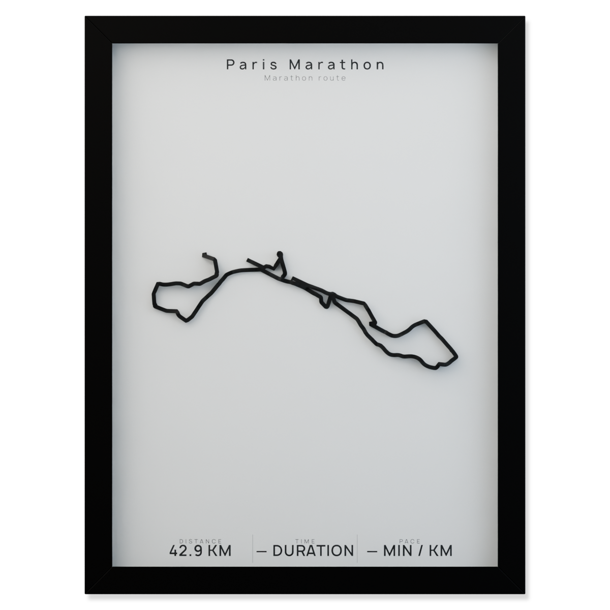 Paris Marathon framed route poster product cutout in Polar Linen