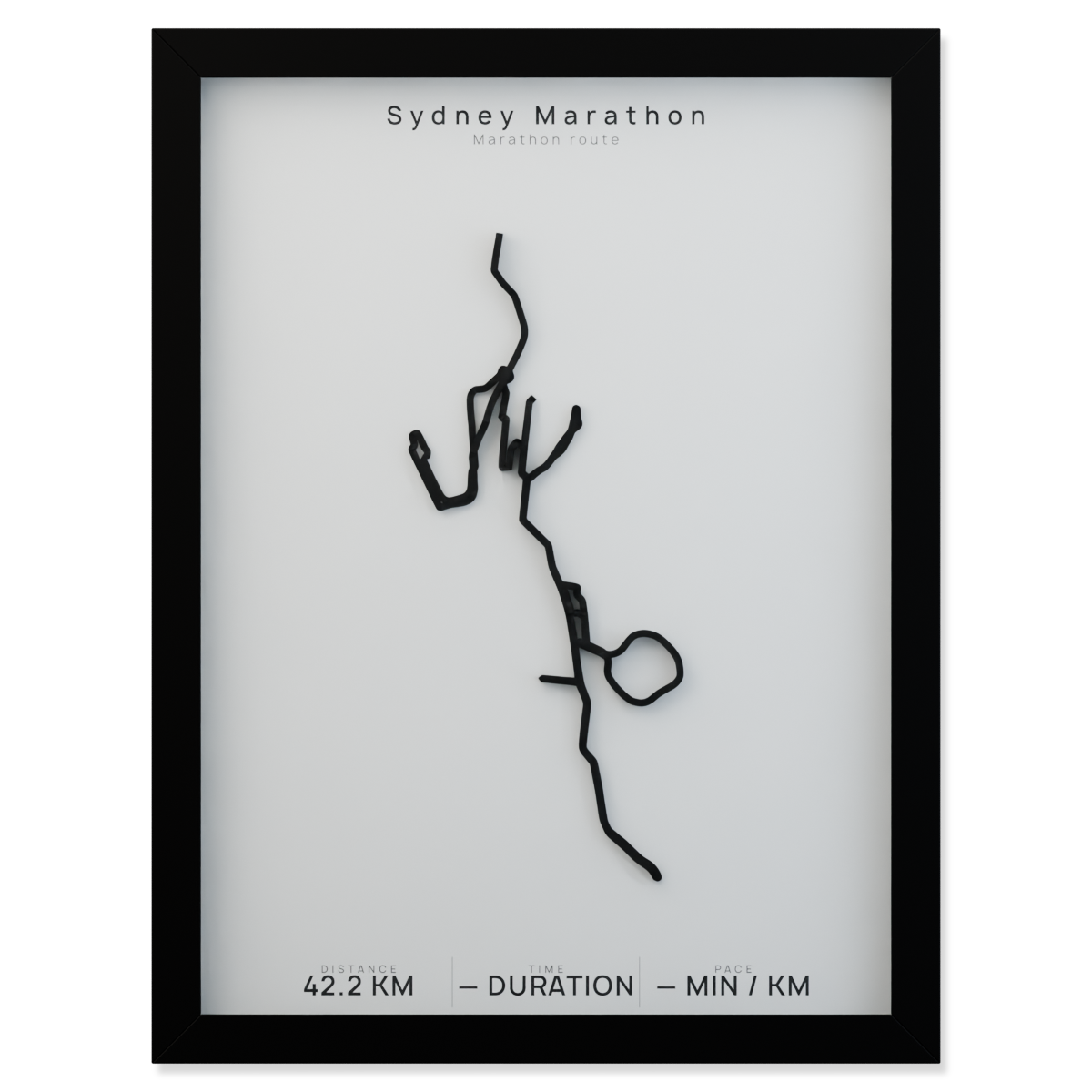 Sydney Marathon framed route poster product cutout in Polar Linen