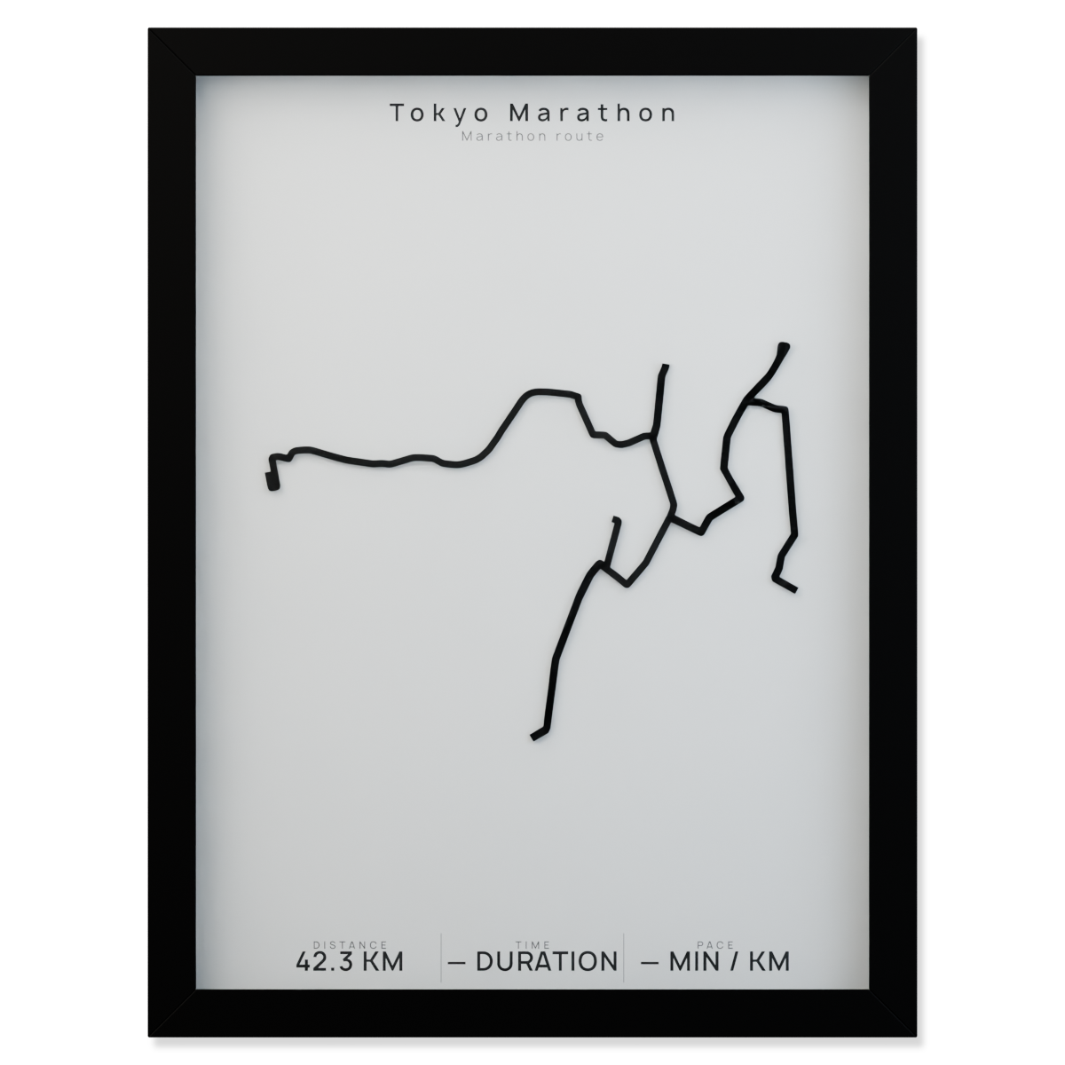 Tokyo Marathon framed route poster product cutout in Polar Linen