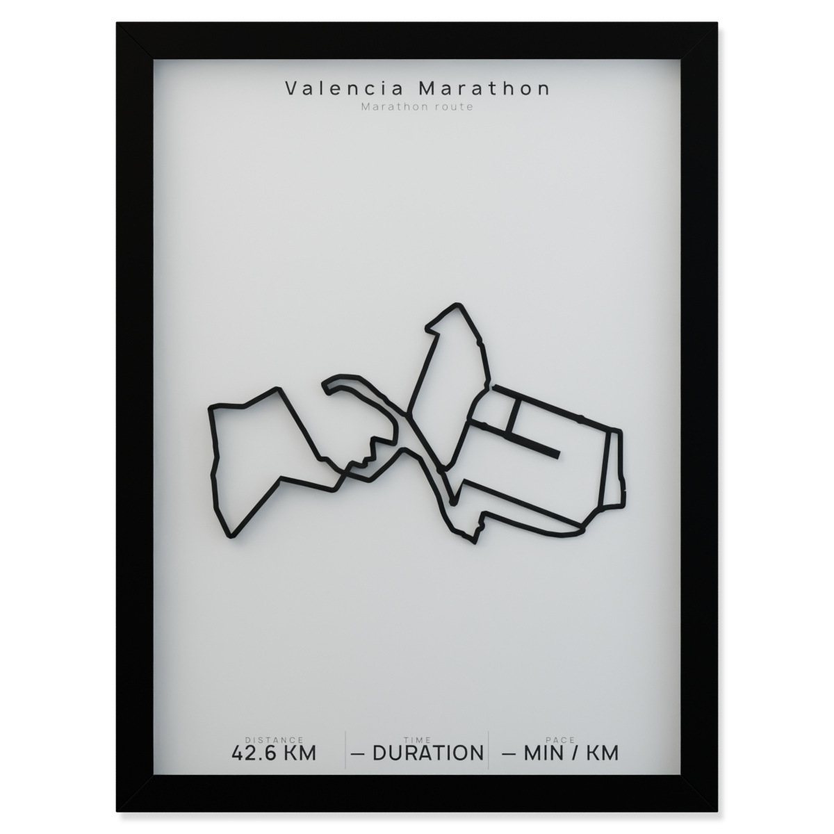 Valencia Marathon framed route poster product cutout in Polar Linen