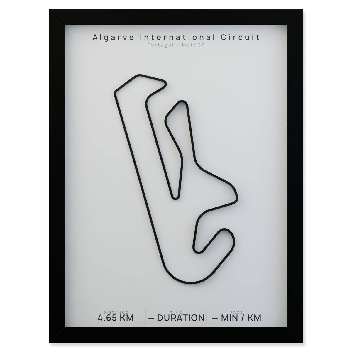 Algarve International Circuit framed route poster product cutout in Polar Linen