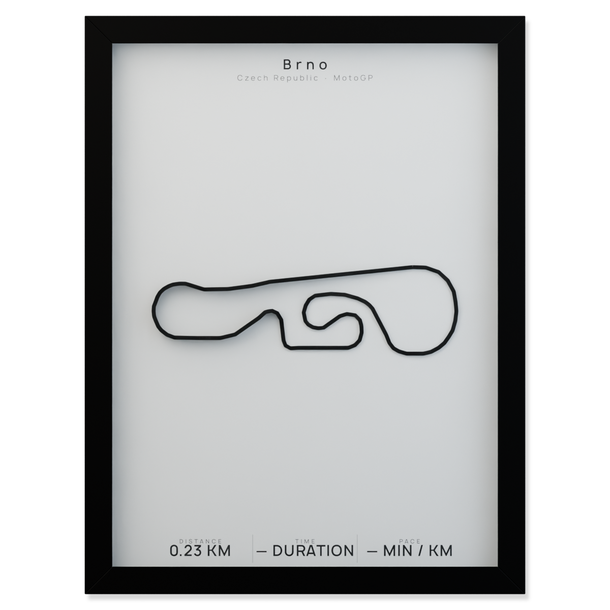 Brno framed route poster product cutout in Polar Linen