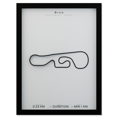 Brno framed route poster product cutout in Polar Linen