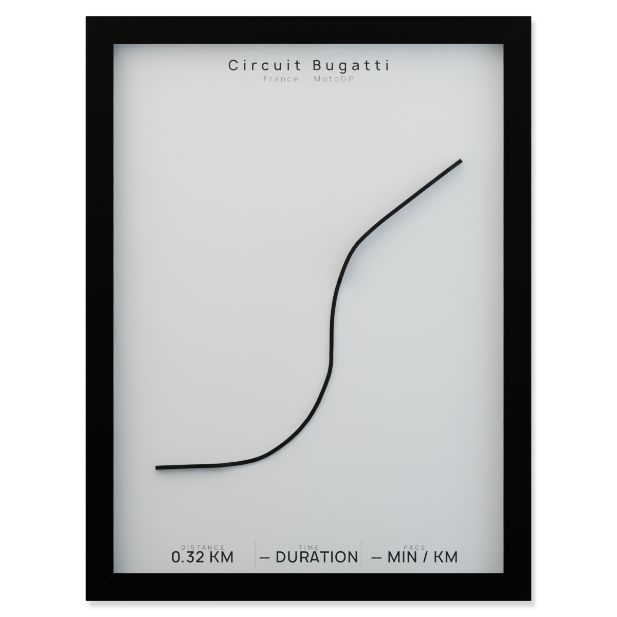 Circuit Bugatti framed route poster product cutout in Polar Linen