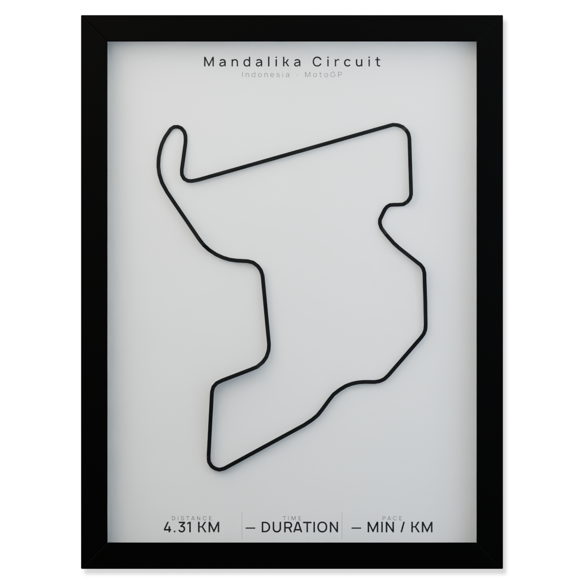 Mandalika Circuit framed route poster product cutout in Polar Linen