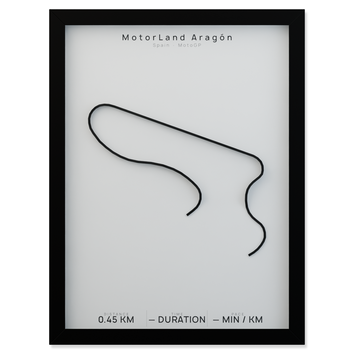MotorLand Aragón framed route poster product cutout in Polar Linen