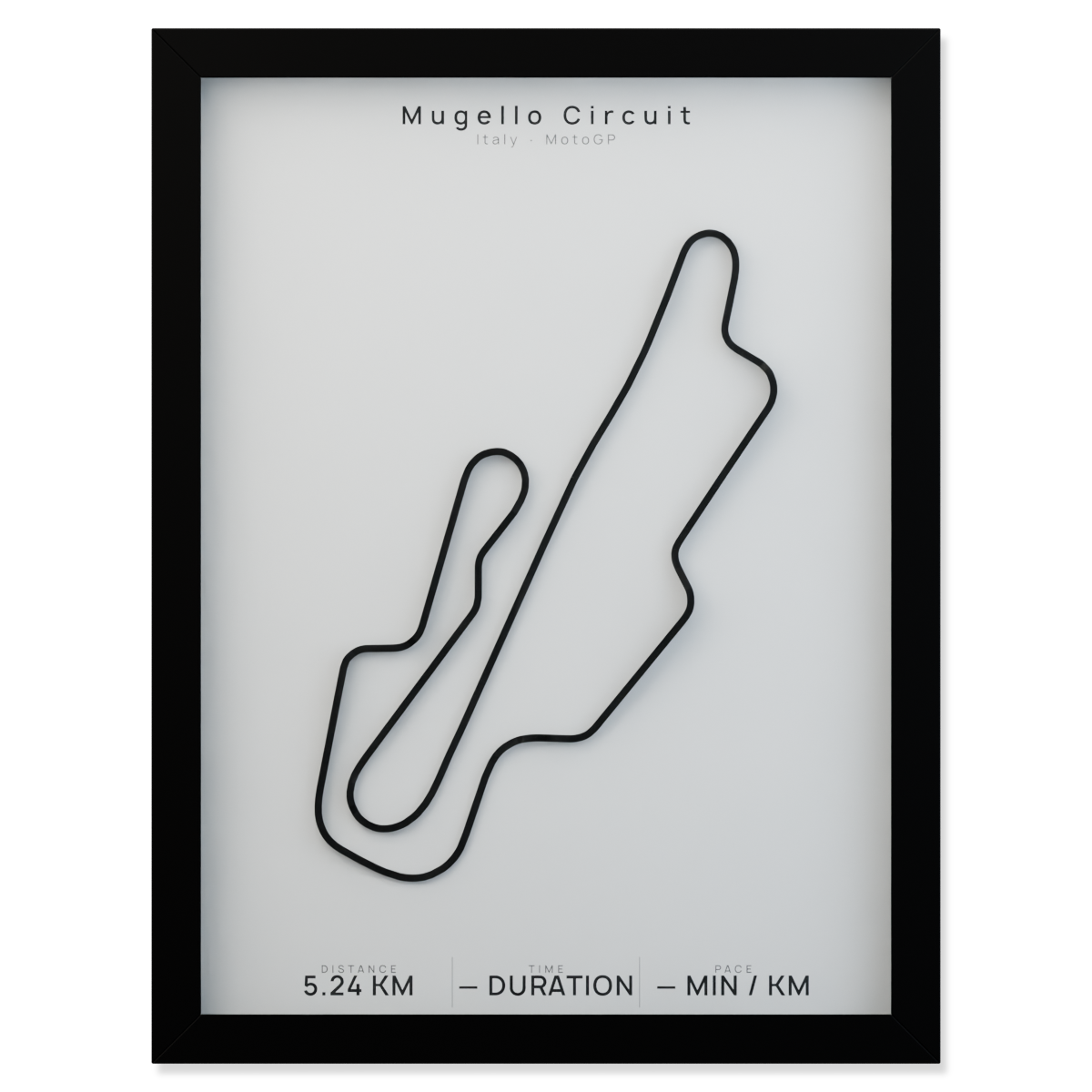 Mugello Circuit framed route poster product cutout in Polar Linen