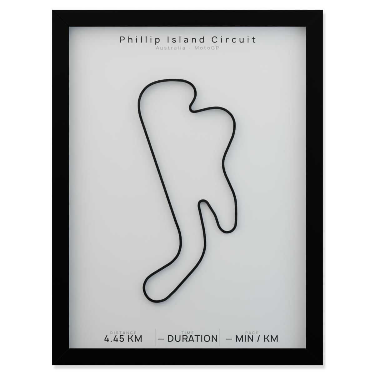 Phillip Island Circuit framed route poster product cutout in Polar Linen