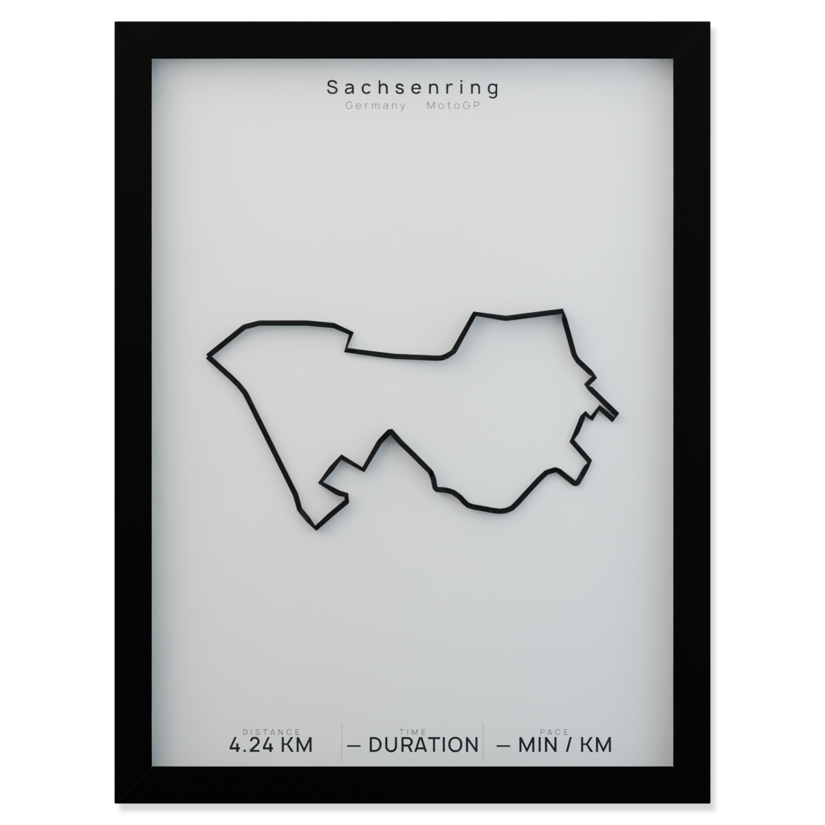 Sachsenring framed route poster product cutout in Polar Linen