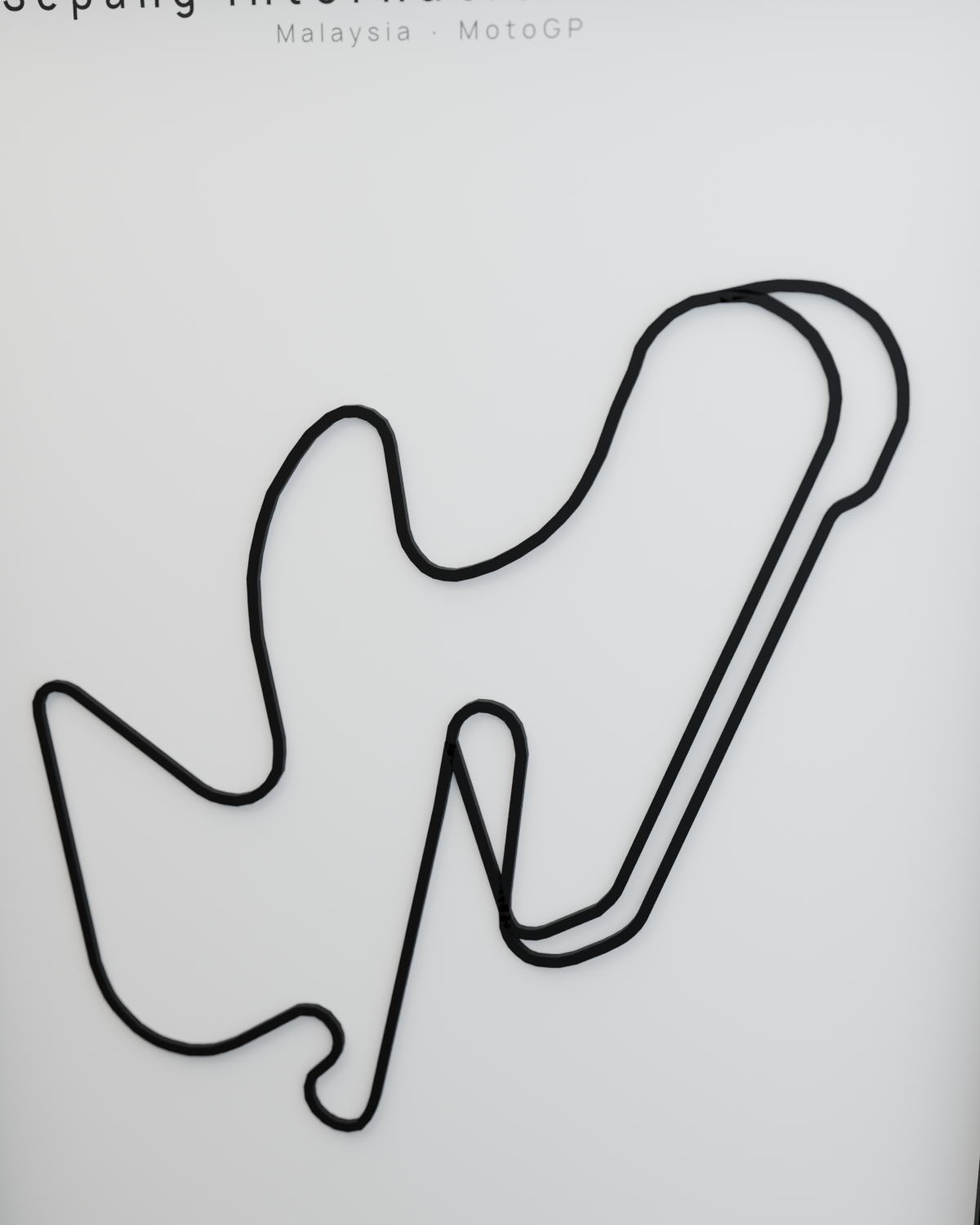 Sepang International Circuit framed route poster detail close-up in Polar Linen