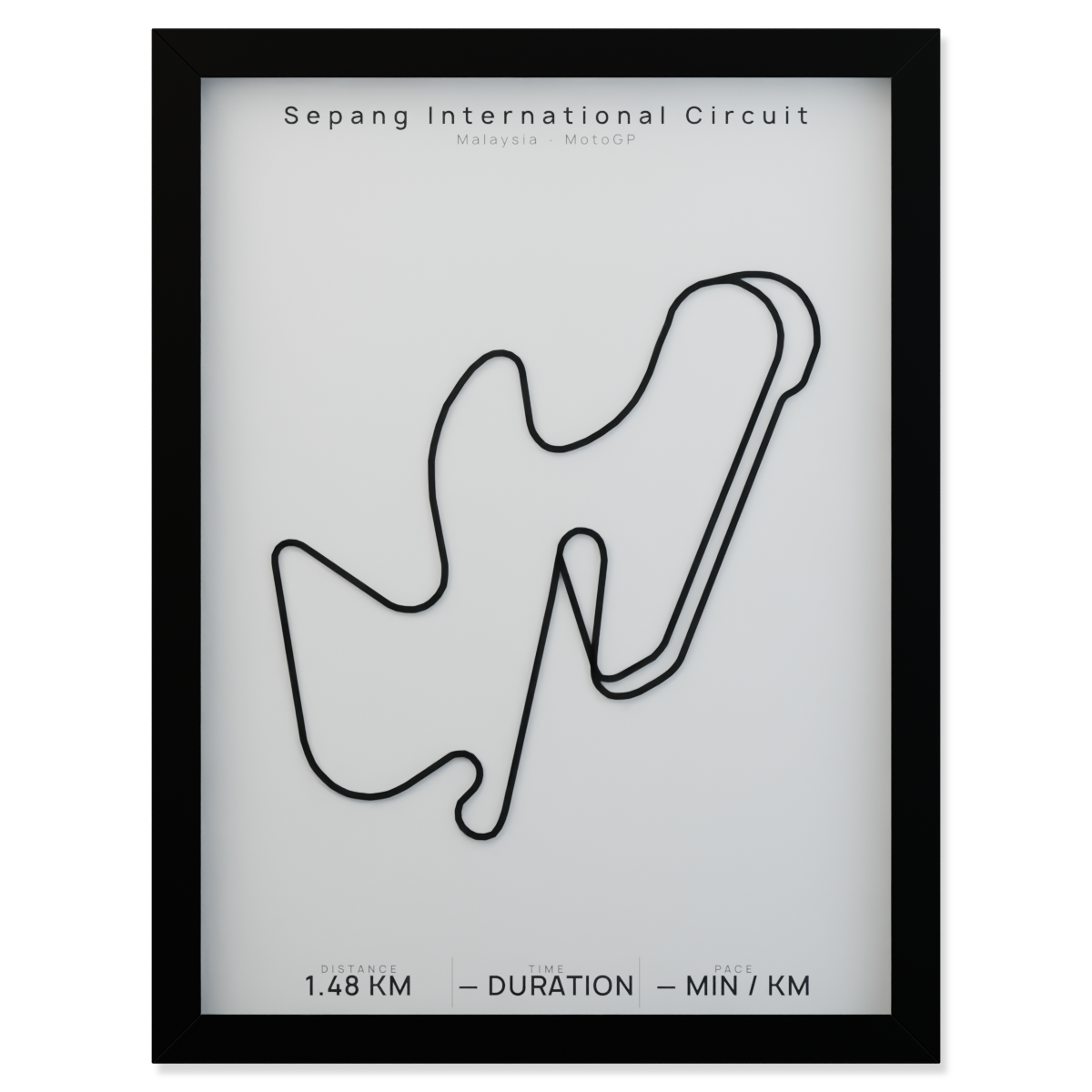 Sepang International Circuit framed route poster product cutout in Polar Linen